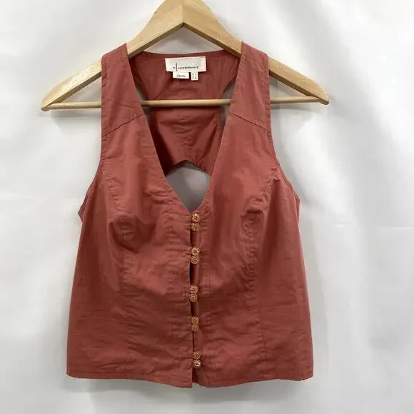 Anthropologie pink seamed vest top - Picture 3 of 10